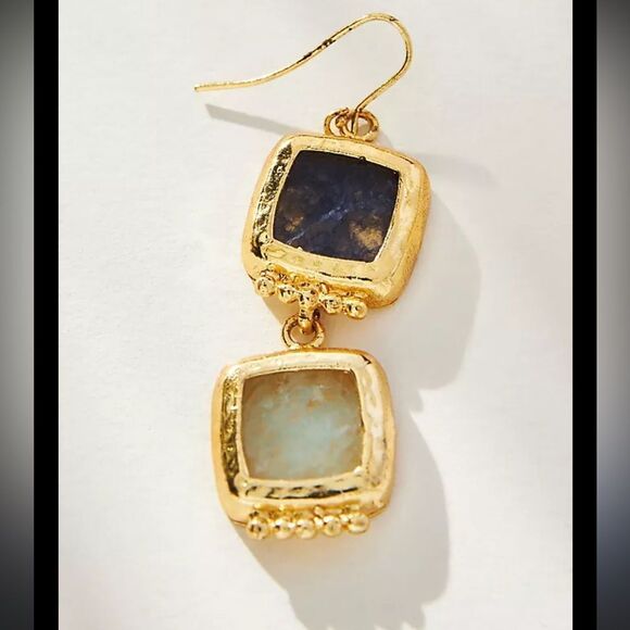 Anthropologie Llani Double Stone Drop Earrings - Picture 2 of 5
